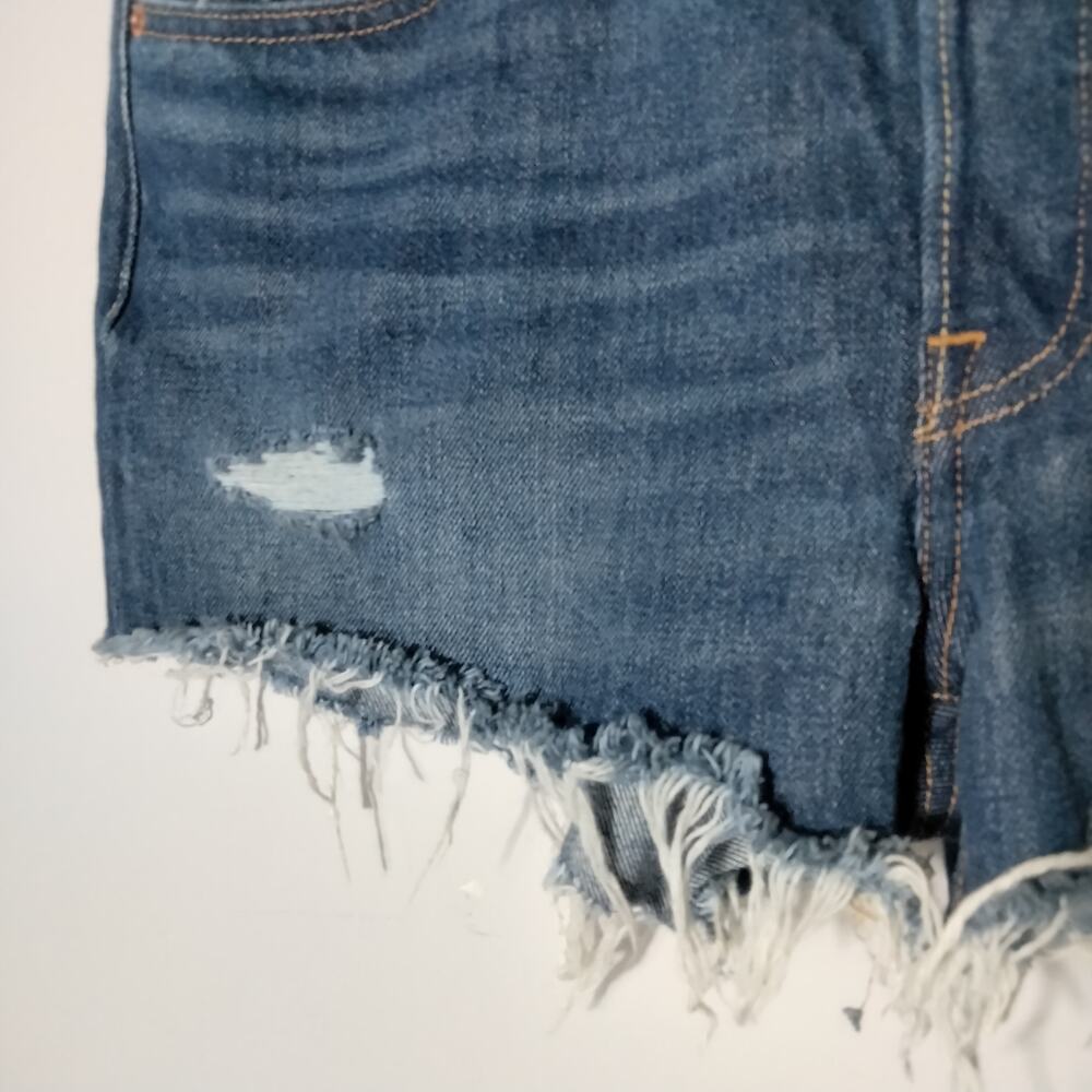 Levi's Premium 501 Sz 29 Button Fly Raw Hem Distressed Denim Jean Shorts - Picture 4 of 8